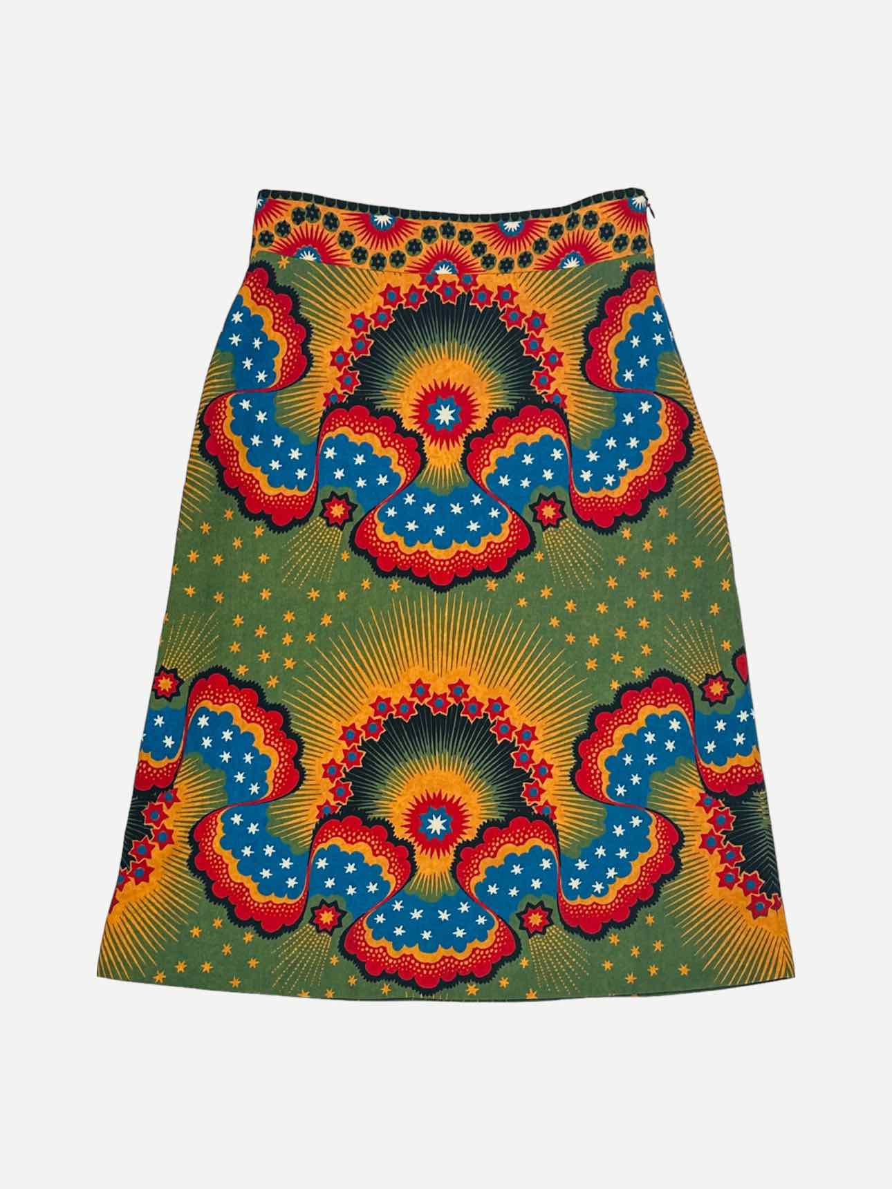 VALENTINO Green Multicolor Size US 6 Midi Skirt