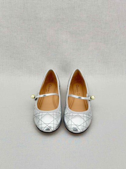 CHRISTIAN DIOR Silver Cannage Size EU 35 Ballet Flats