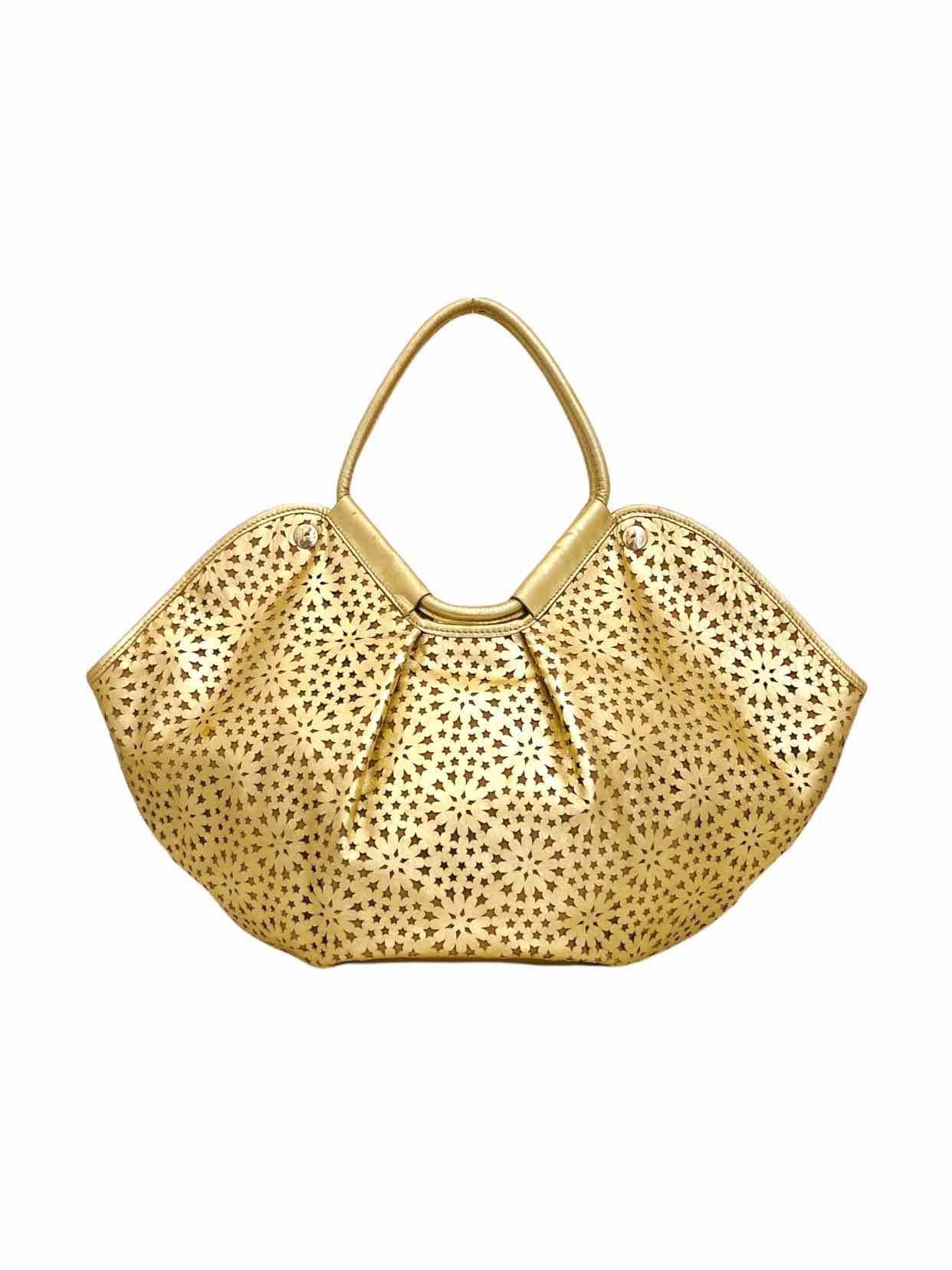 JIMMY CHOO Laser Cut Gold Shoulder Bag