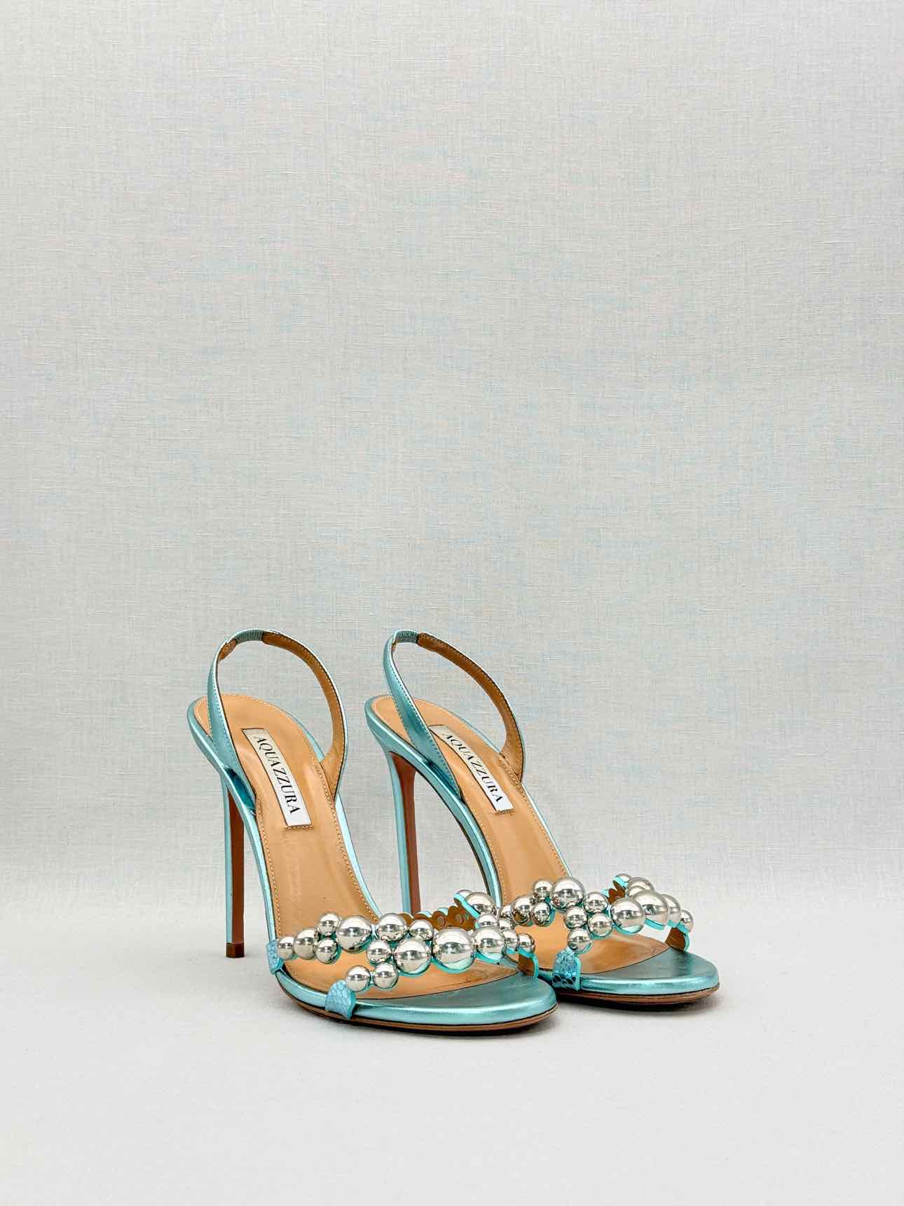 AQUAZZURA Bubbles Aqua Size EU 38 Slingbacks