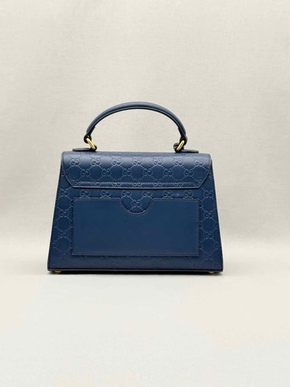 GUCCI Padlock Blue Guccissima Top Handle