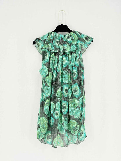 LANVIN Green Multicolor Floral Print Size US 2 Blouse