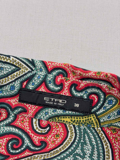 ETRO Pink Multicolor Paisley Print Size US 2 Shirt