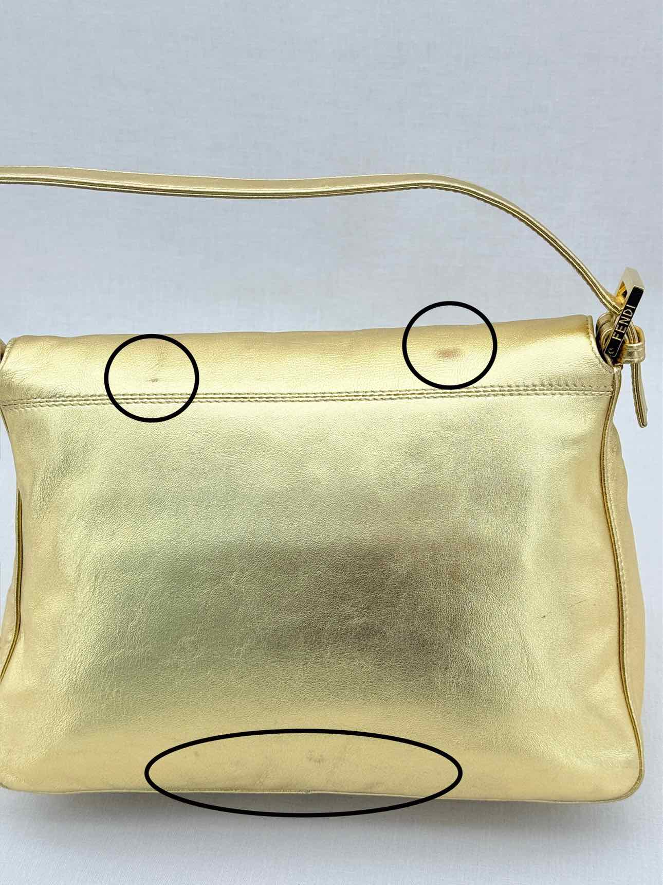 FENDI Mamma Baguette Gold Shoulder Bag
