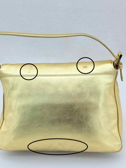 FENDI Mamma Baguette Gold Shoulder Bag