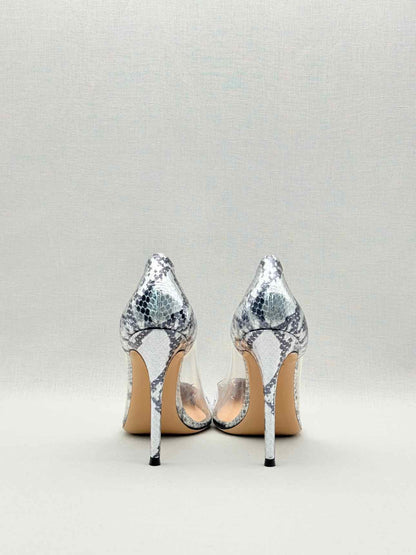 GIANVITO ROSSI Plexi Snakeskin Print Size EU 40.5 Pumps