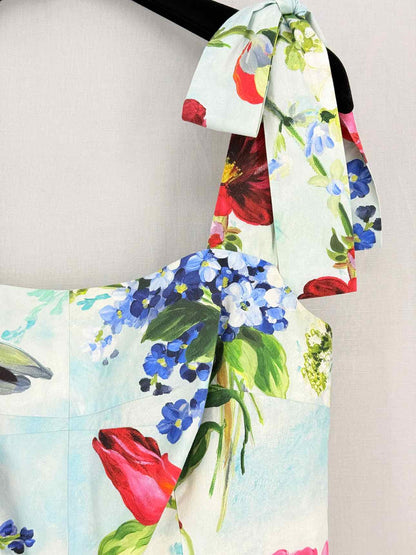 DOLCE & GABBANA Blue Multicolor Size US 10 Short Dress