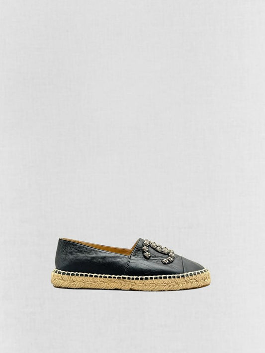 CHANEL Espadrille Black Size EU 38 Flats