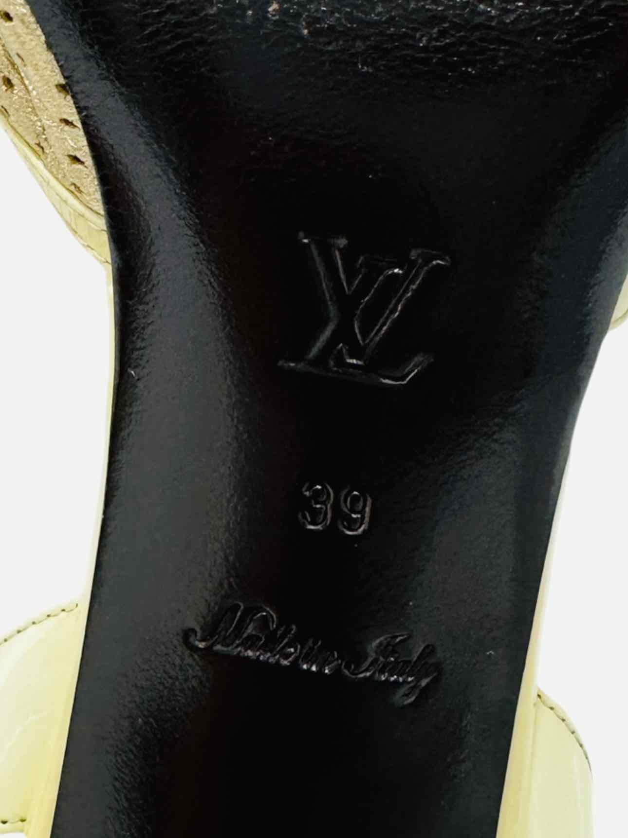 LOUIS VUITTON Monogram Gold & Brown Slingbacks 39