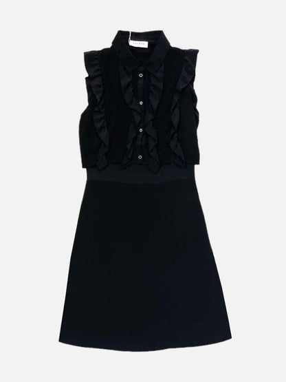 SANDRO Ruffled Black Size XSmall Short Dress