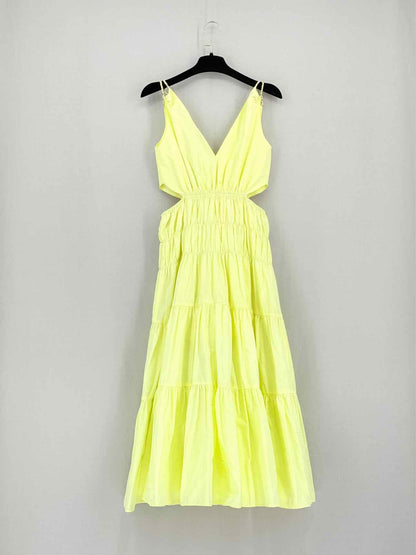 MAJE Runnala Yellow Size US 4 Midi Dress