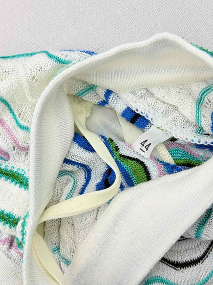 M MISSONI White Multicolor Size US 8 Knee Length Dress