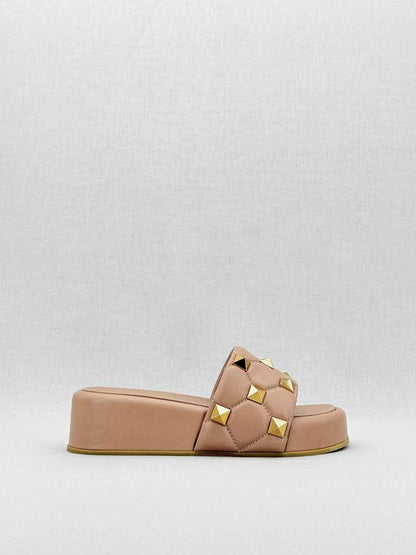 VALENTINO GARAVANI Roman Stud Beige Size EU 38 Slides
