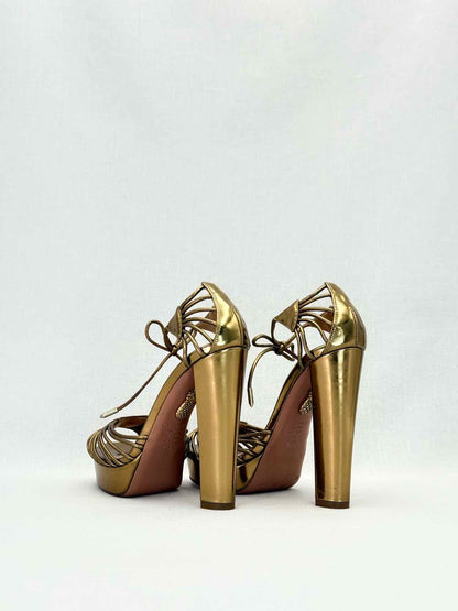 AQUAZZURA Brown Size EU 37.5 Heeled Sandals