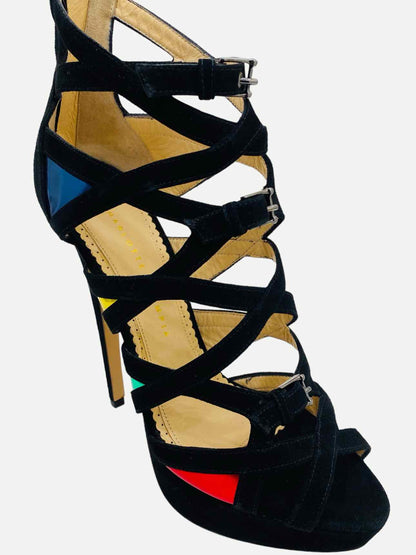 CHARLOTTE OLYMPIA Black w/ Multicolor Heeled Sandals