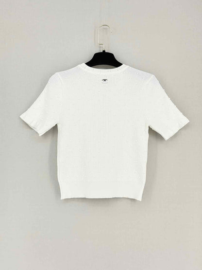 CHANEL White CC Logo Size US 8 Top