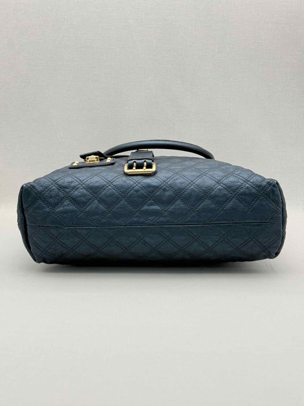 MARC JACOBS Bruna Metallic Blue Quilted Tote Bag