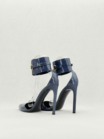 GUCCI Ursula Navy Blue Size EU 39.5 Heeled Sandals