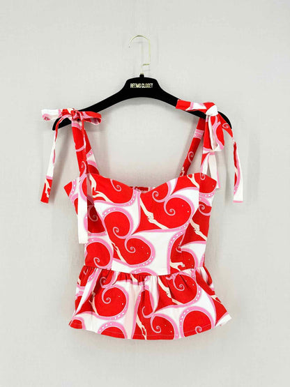 PAOLITA Red & White Printed Size Small Bustier
