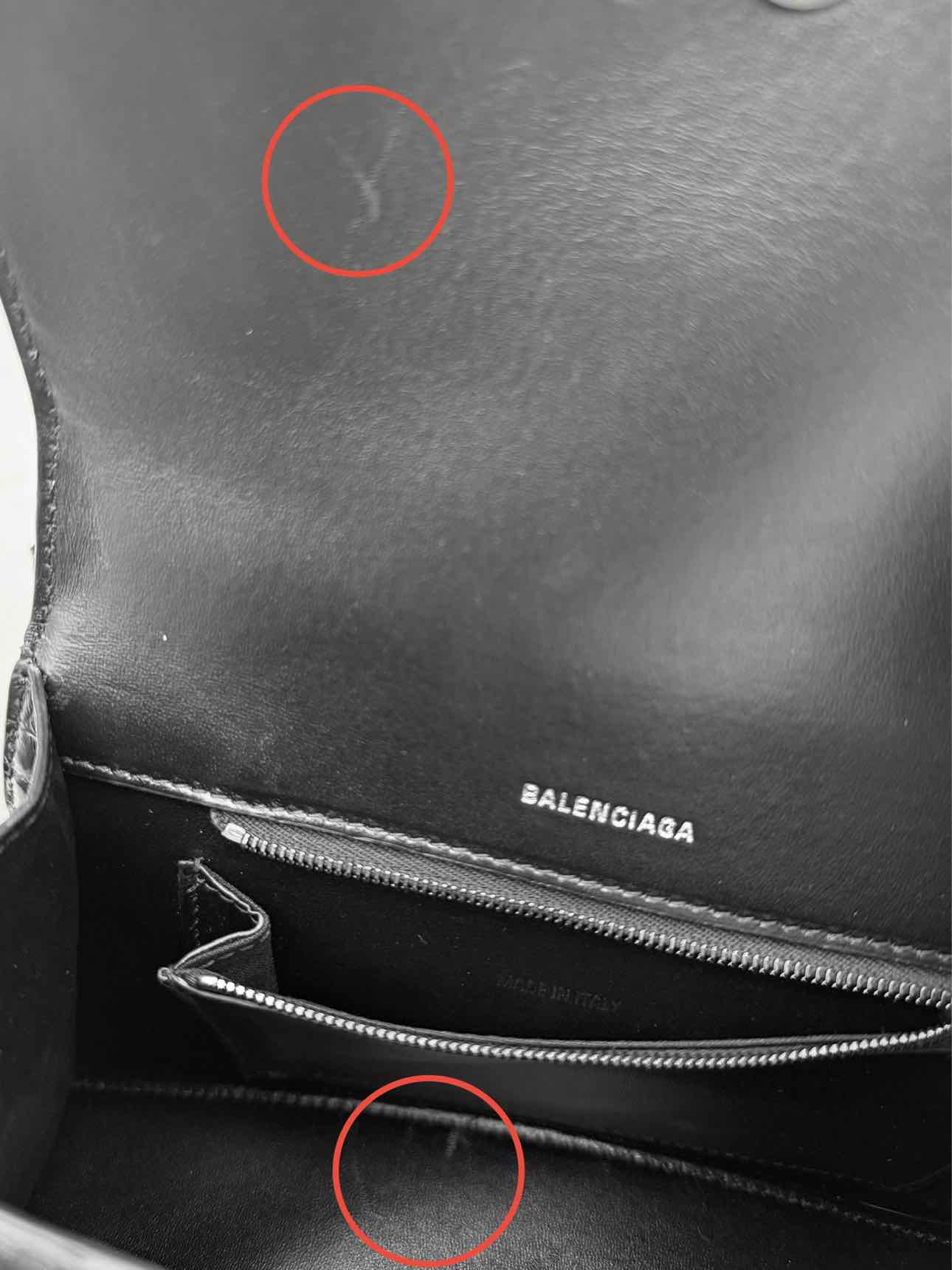BALENCIAGA Hourglass Black Croc Embossed Top Handle