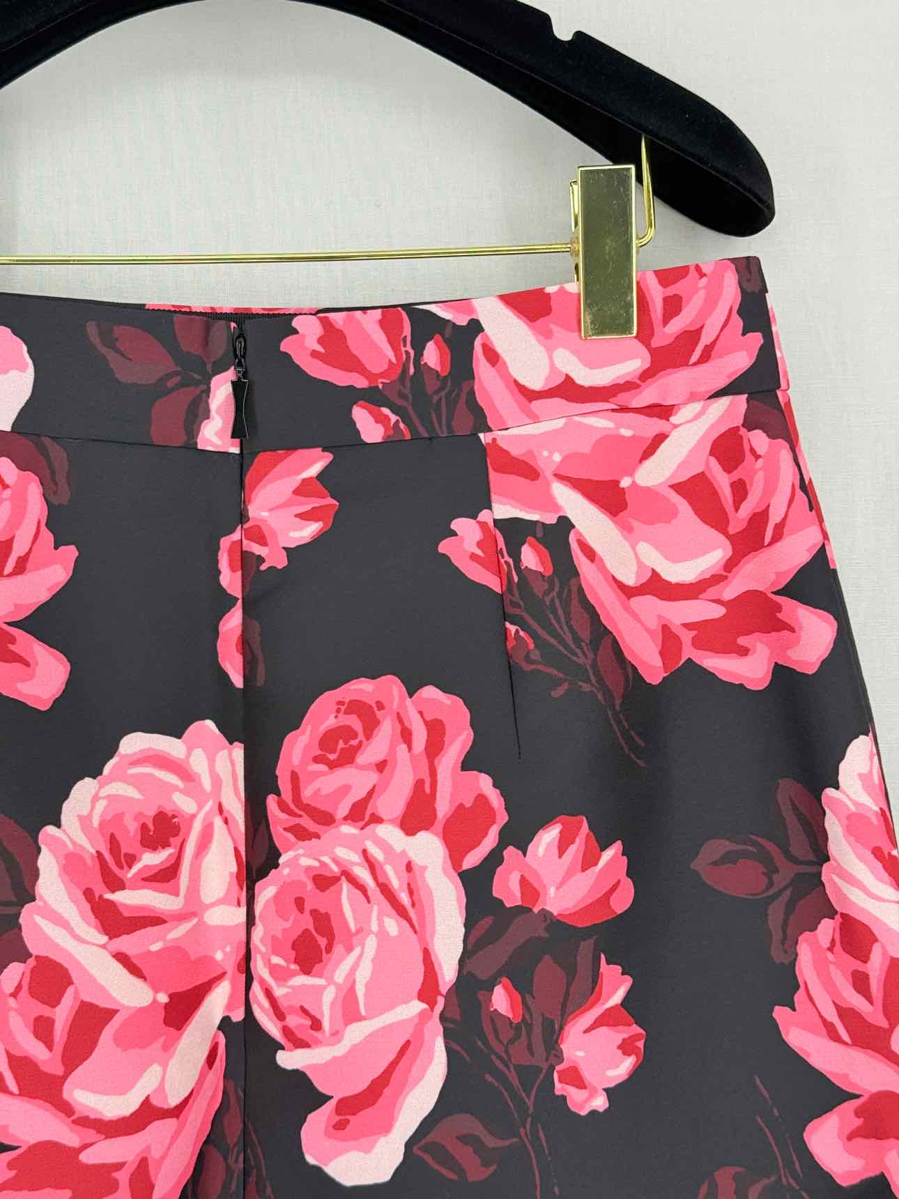 KATE SPADE Black & Red Rose Print Size US 10 Mini Skirt