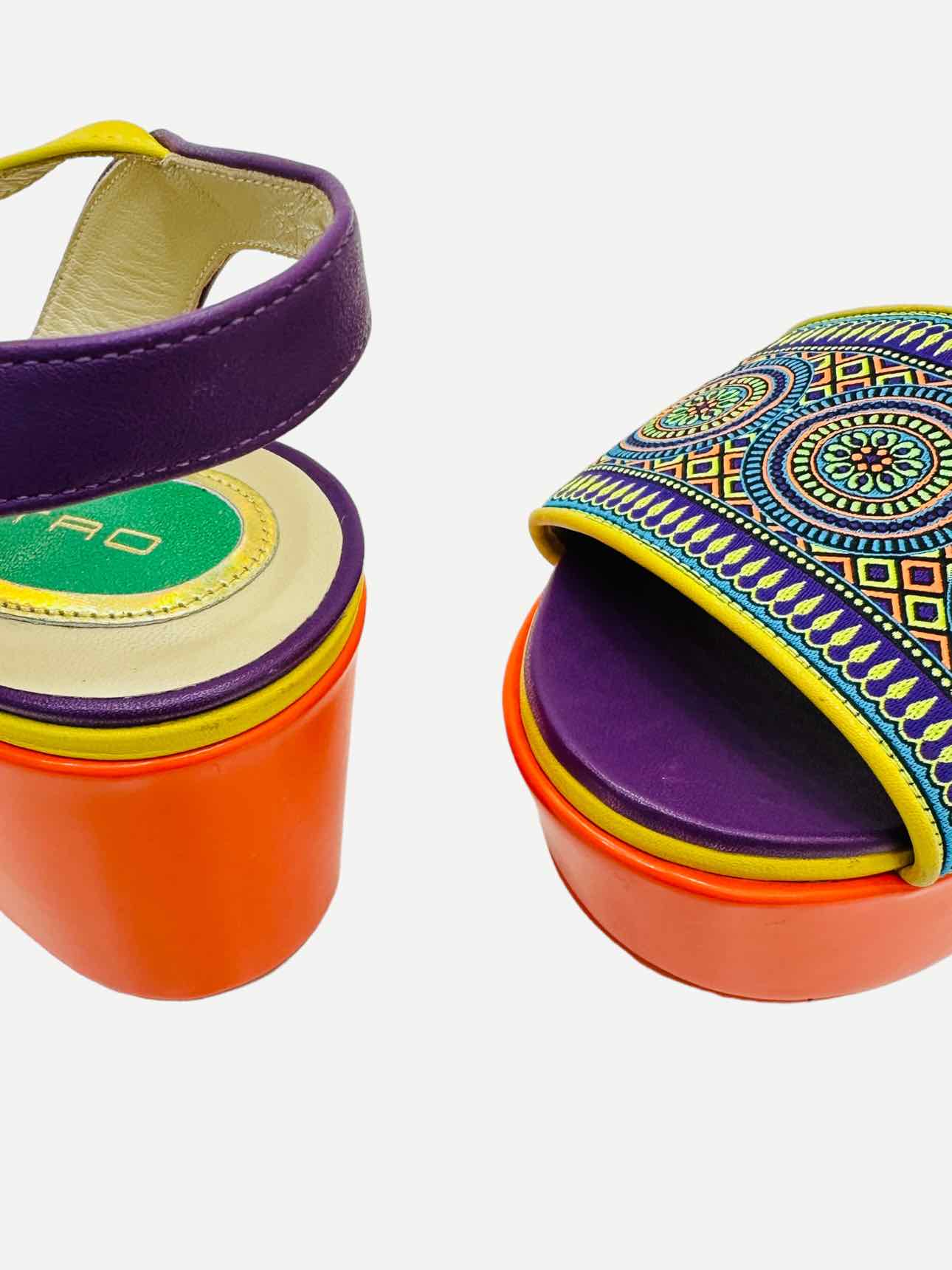 ETRO Ankle Strap Orange Multicolor Size EU 36 Wedges