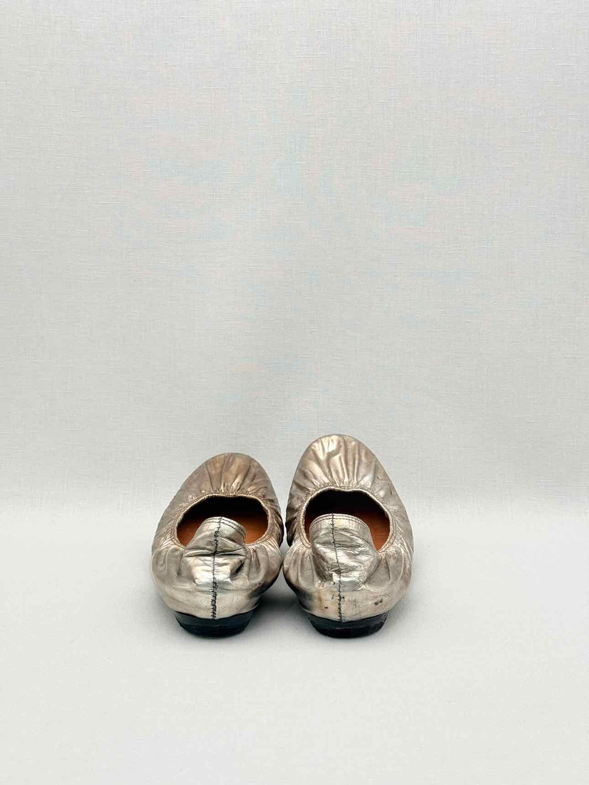 LANVIN Scrunch Metallic Gold Size EU 38 Ballet Flats