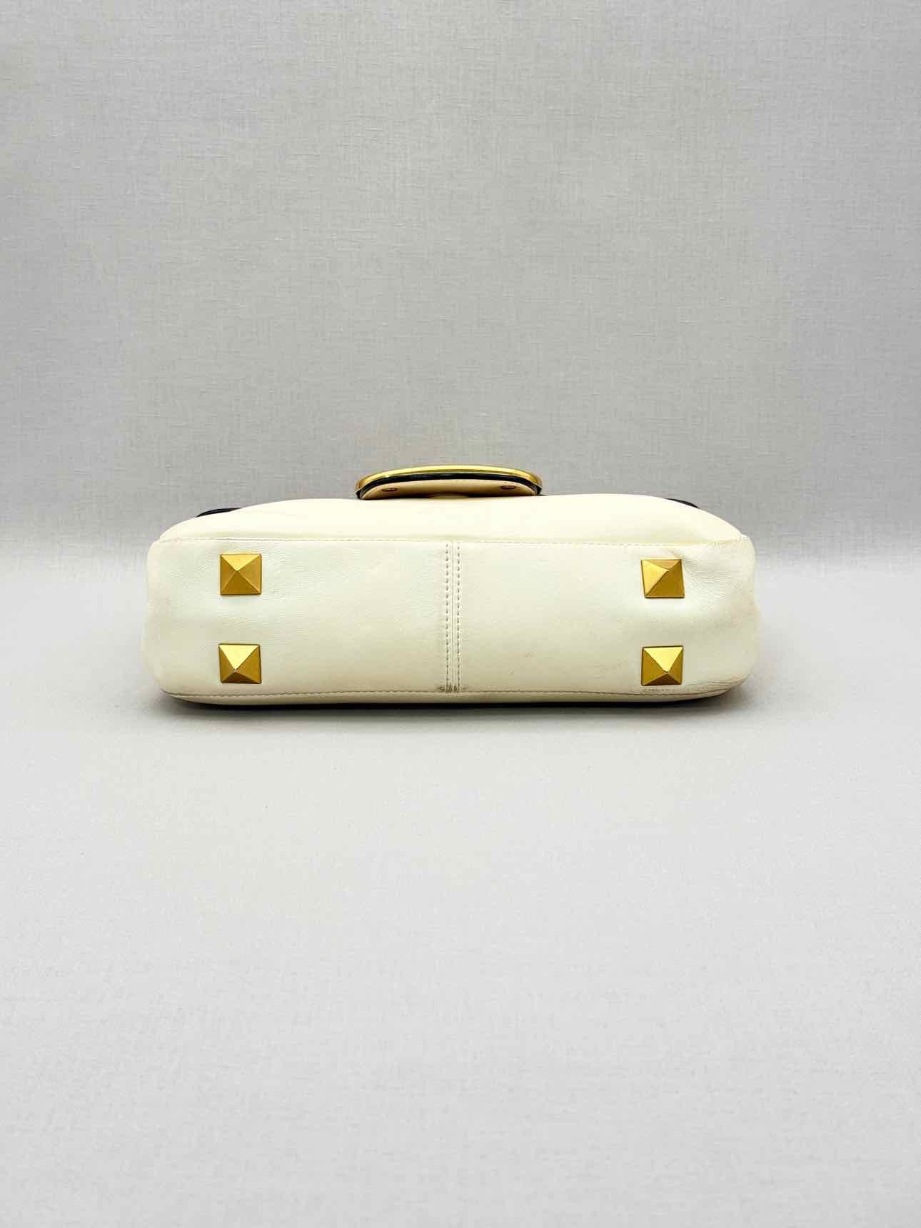 VALENTINO GARAVANI Stud Sign Cream Shoulder Bag