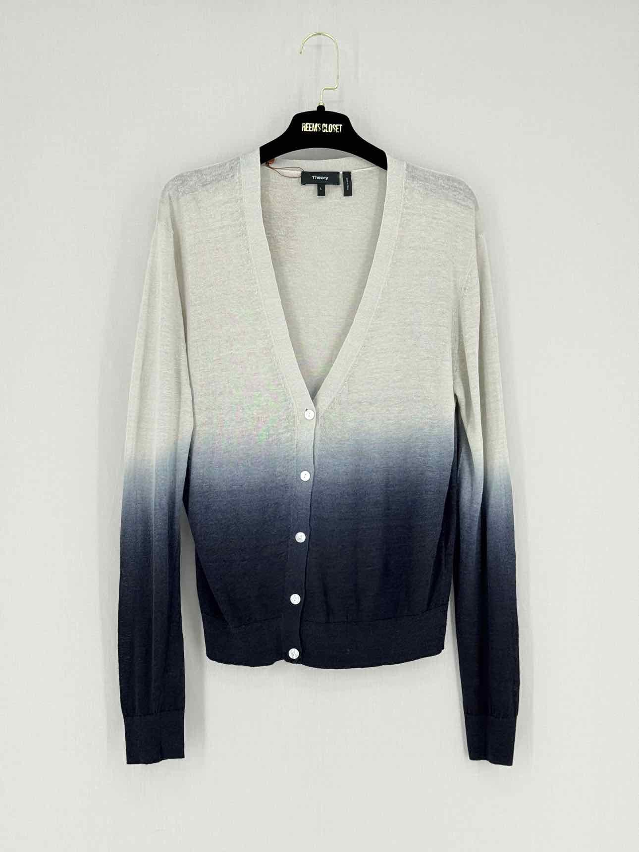 THEORY Grey & Blue Ombre Size Large Cardigan