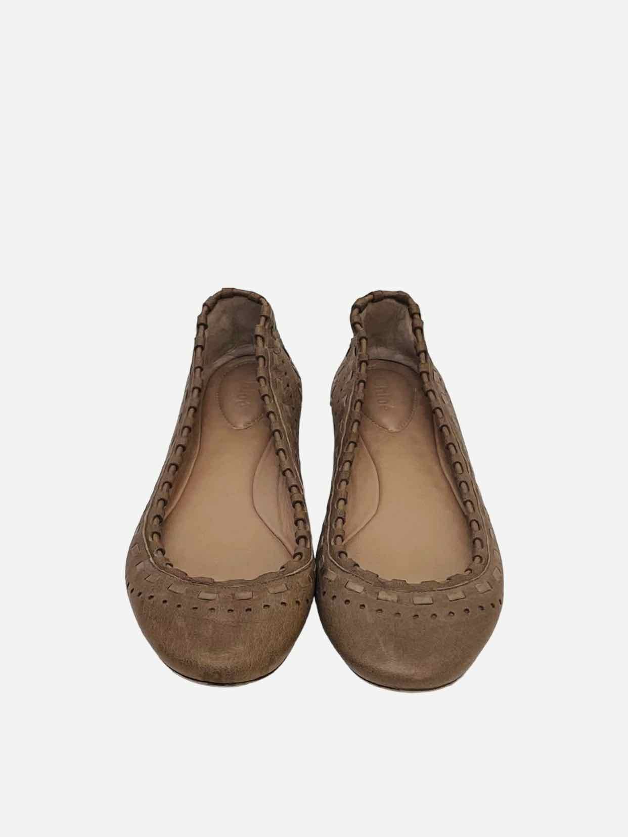 CHLOE Woven Brown Ballet Flats