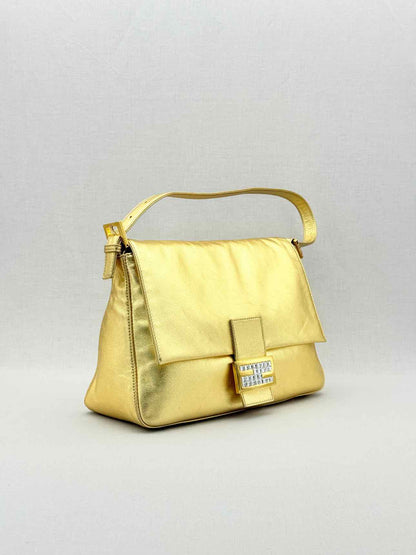 FENDI Mamma Baguette Gold Shoulder Bag