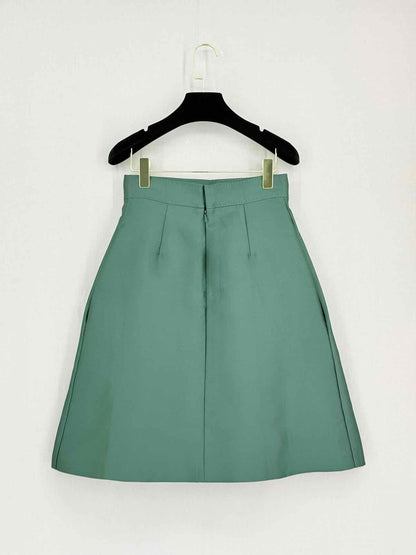 MAX MARA Green Pleated Size US 4 Knee Length Skirt