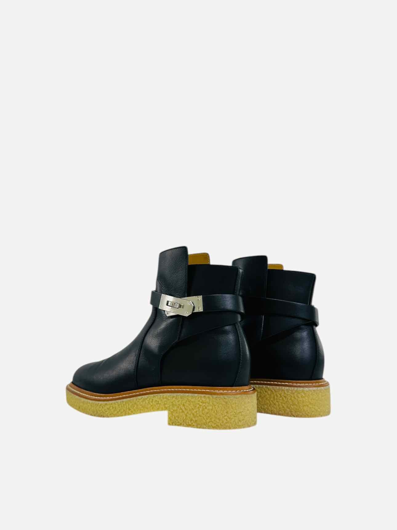 HERMES History Black Booties 36