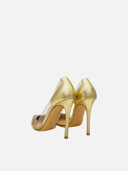 GIANVITO ROSSI Plexi Metallic Gold Size EU 37 Pumps
