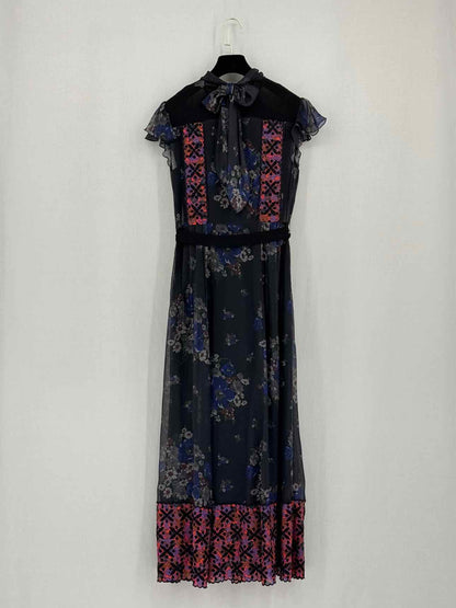 COACH Black Multicolor Size US 00 Midi Dress