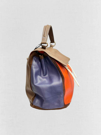 YVES SAINT LAURENT Brown, Orange & Purple Top Handle
