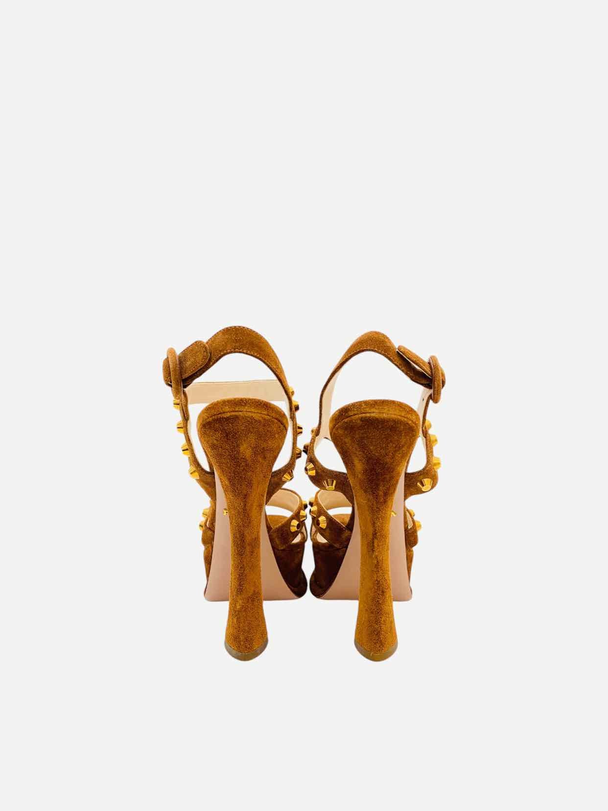 PRADA Abstract Brown Heeled Sandals 36.5