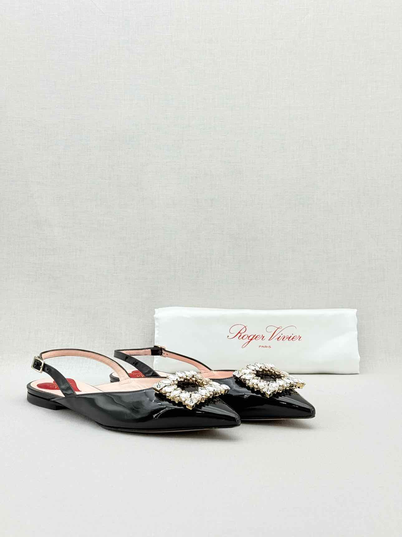 ROGER VIVIER Strass Black Size EU 37 Flats