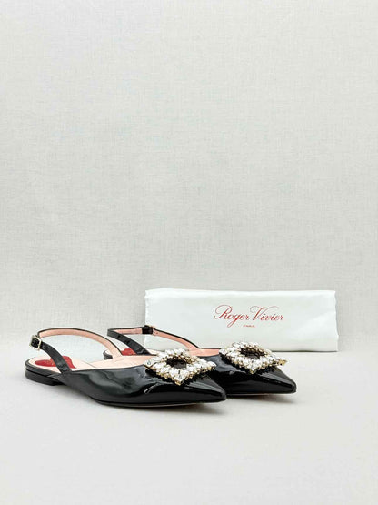 ROGER VIVIER Strass Black Size EU 37 Flats
