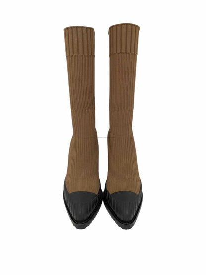 CHLOE Rylee sock Brown w/ Black Mid Calf Boots 38