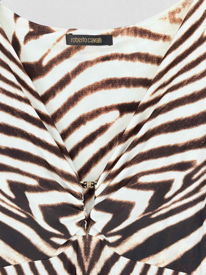 ROBERTO CAVALLI Beige & Brown Size US 8 Long Dress