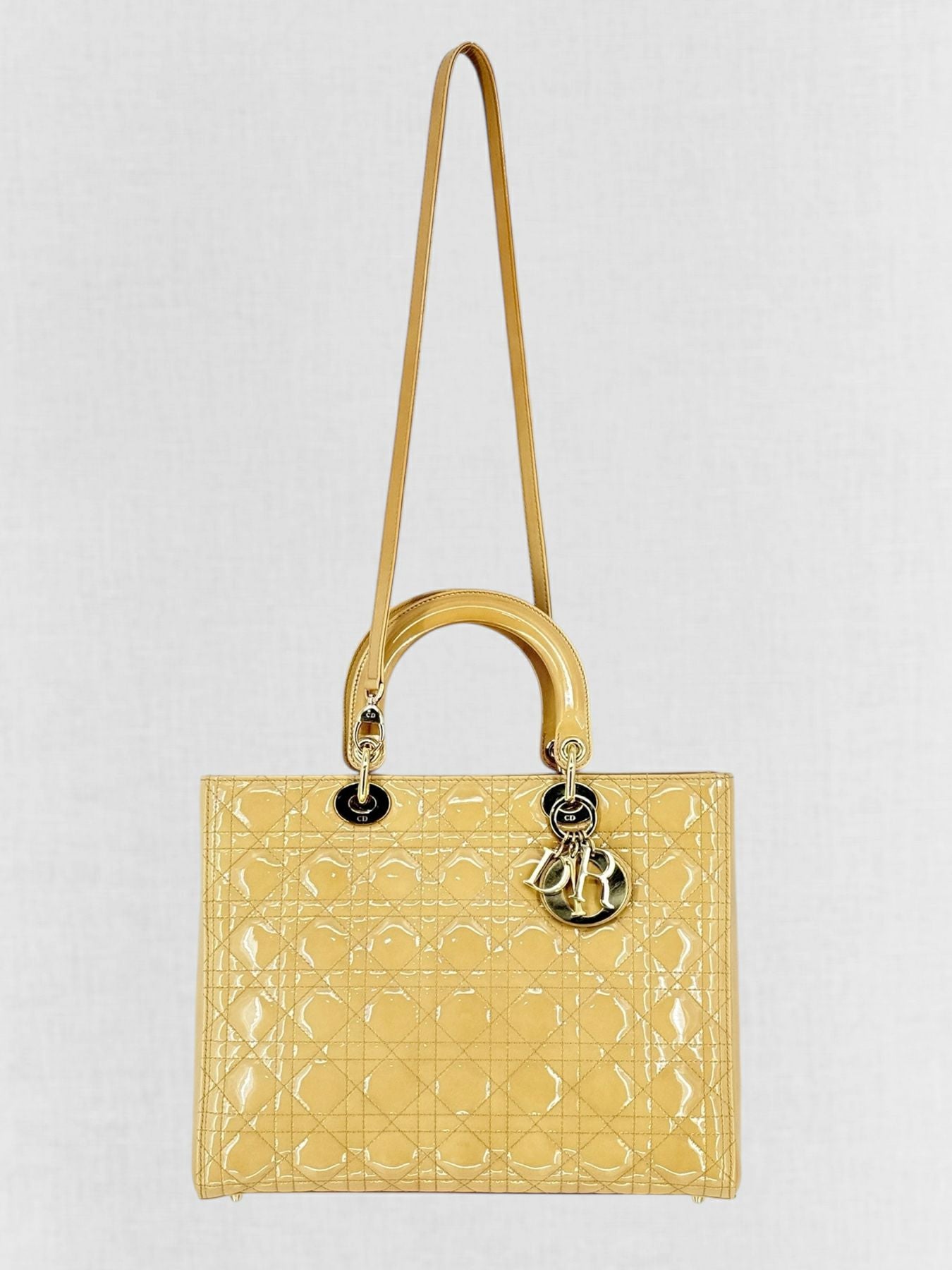 DIOR Lady Dior Beige Cannage Top Handle