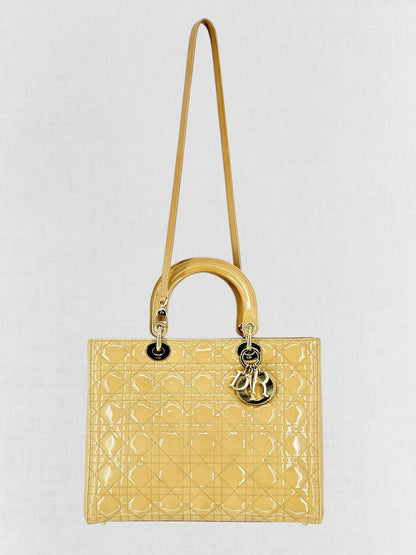 DIOR Lady Dior Beige Cannage Top Handle