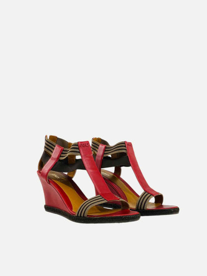 FENDI T-bar Red & Brown Size EU 40 Wedges