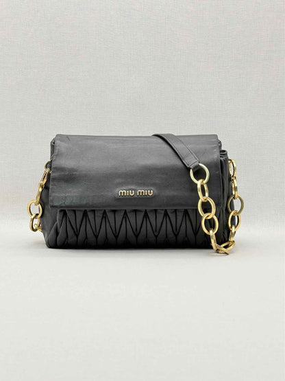 MIU MIU Matelasse Black Shoulder Bag