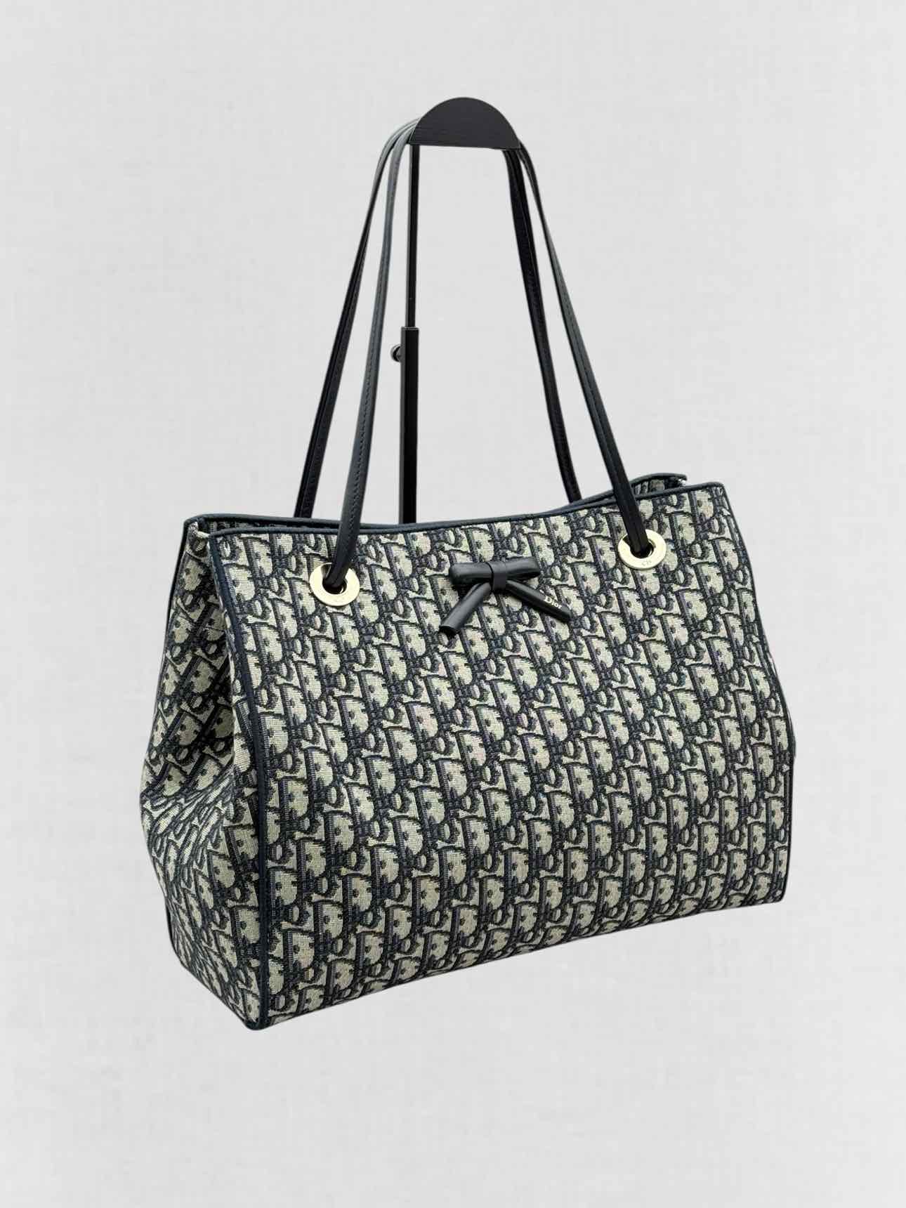 DIOR Promenade Blue & Beige Oblique Jacquard Tote Bag