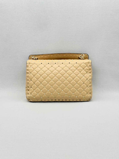 VALENTINO GARAVANI Rockstud Beige Quilted Shoulder Bag