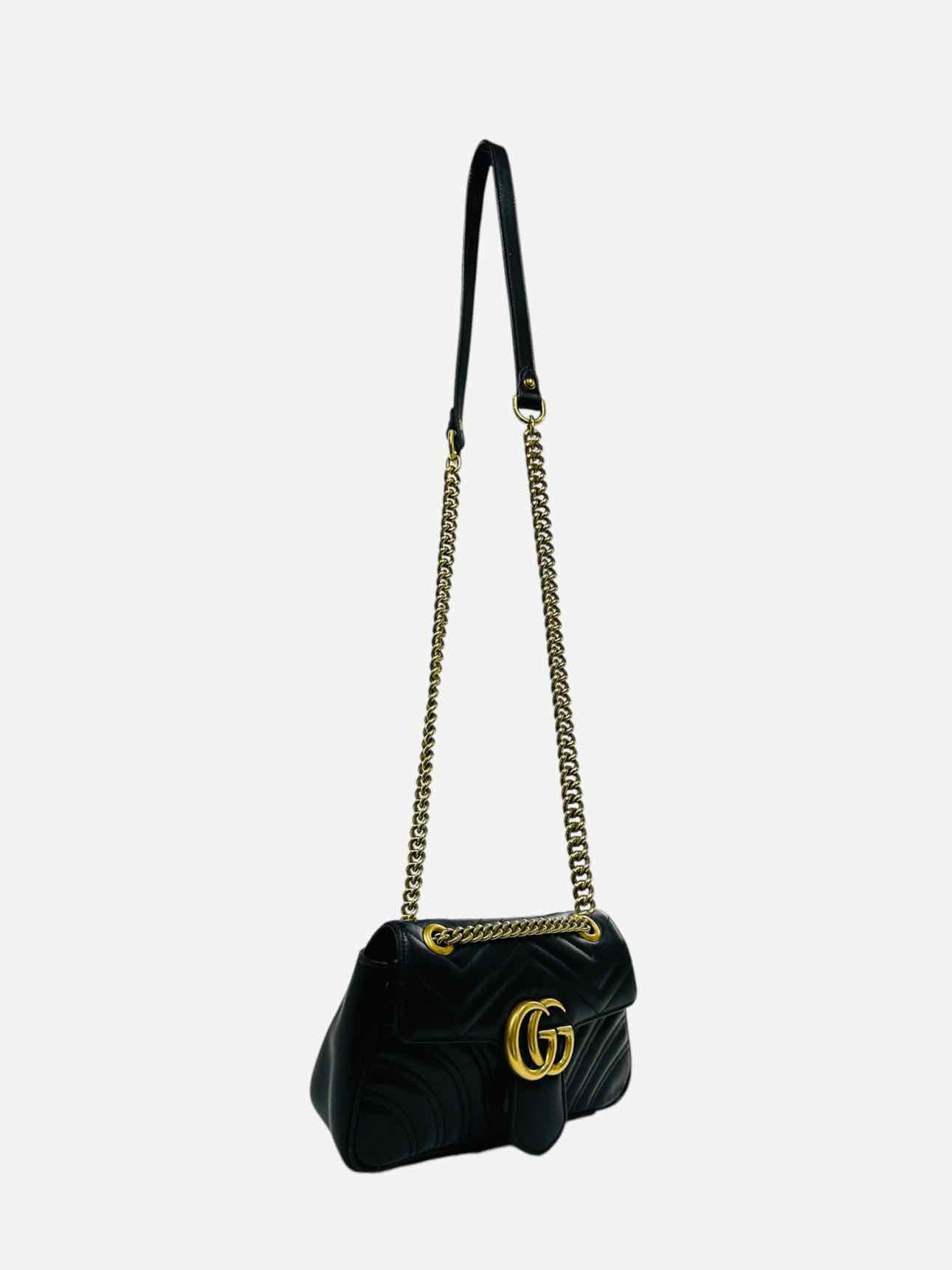 GUCCI GG Marmont Black Chevron Shoulder Bag