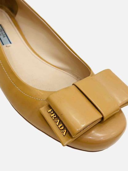 PRADA Bow Beige Ballet Flats 39