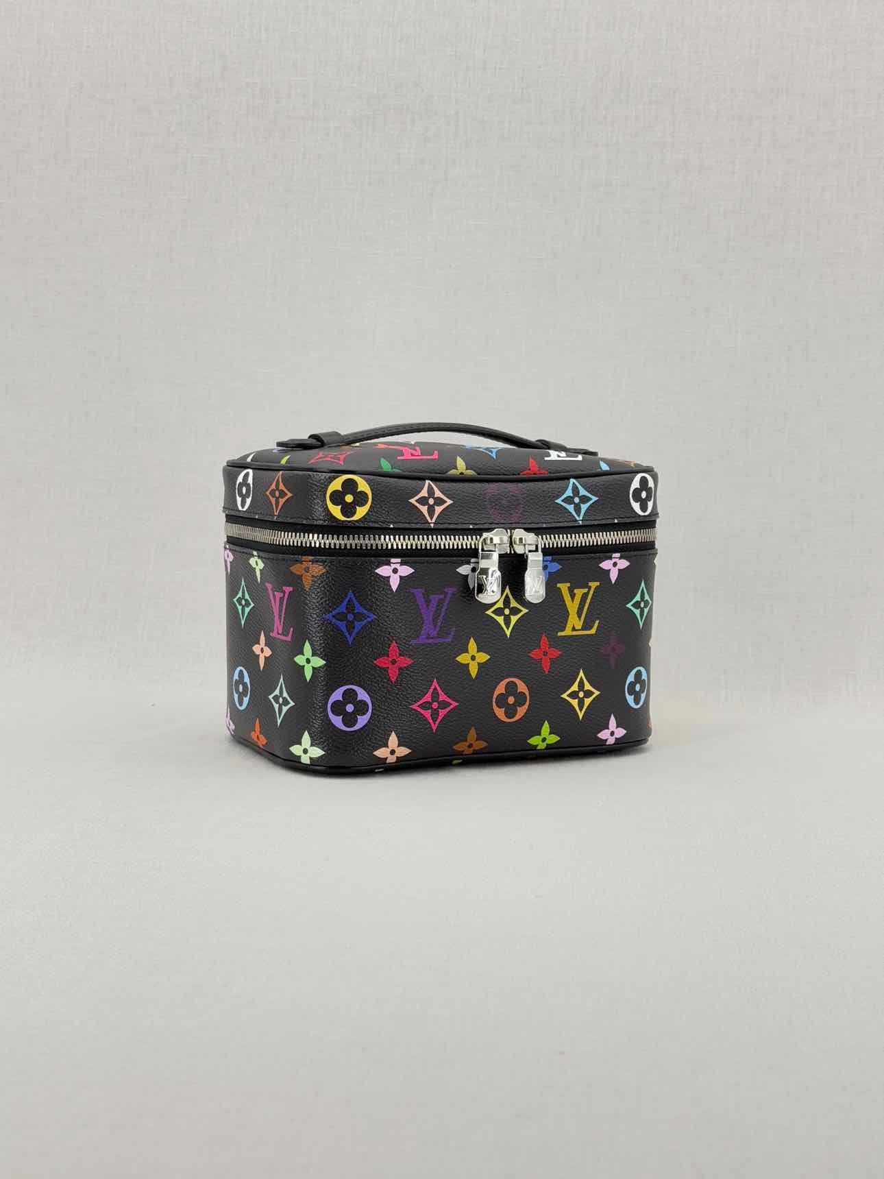 LOUIS VUITTON Nice Black Multicolor Vanity Case